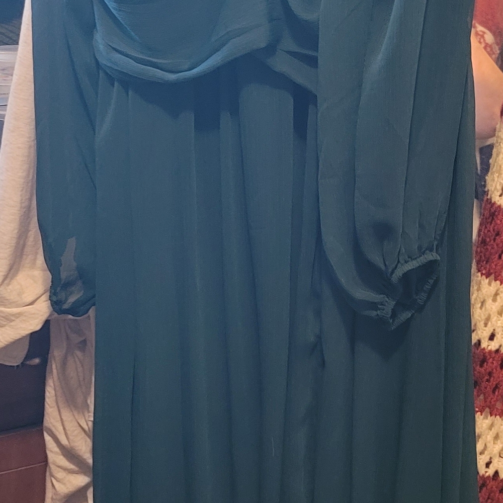 Chic Long Sleeve Teal Dress